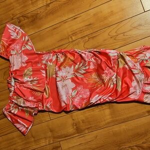 Hot Pink Floral Off-Shoulder Dress